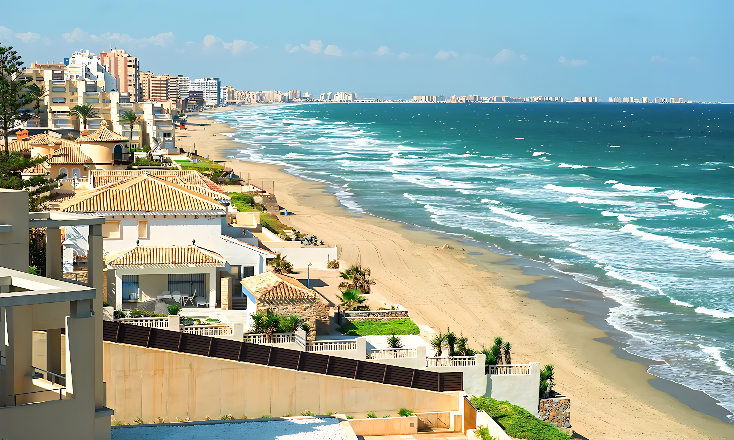 Palm-lined beach atmosphere in Los Alcazares
